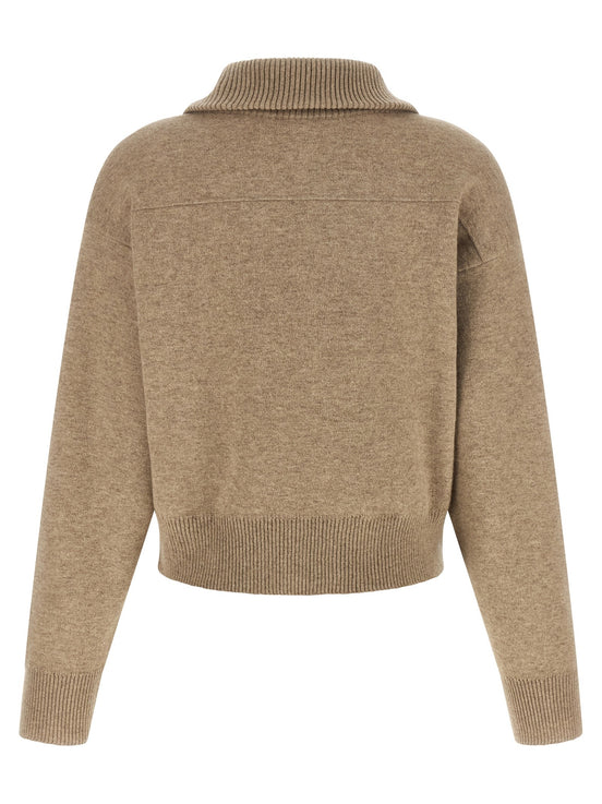 'Shiny Zipper Pull' Wool cardigan