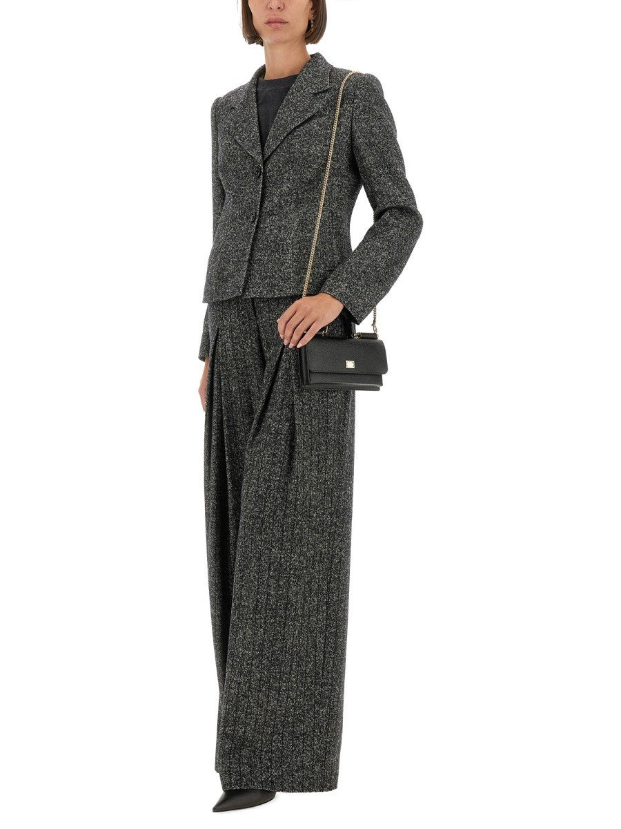 Dolce & Gabbana SINGLE-BREASTED JACKET IN WOOL BLEND DOT