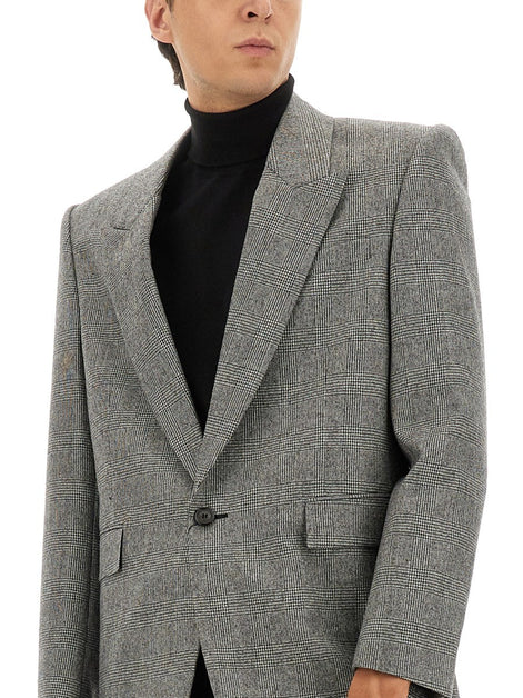 SINGLE-BREASTED WOOL FLANNEL JACKET