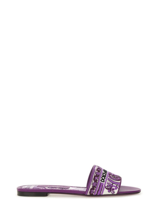 SLIDE SANDAL WITH EMBROIDERY