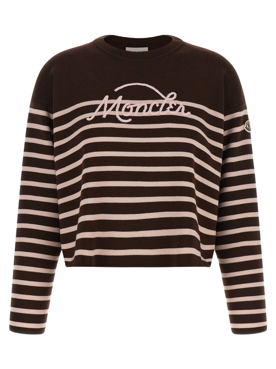Striped sweater with embroidery