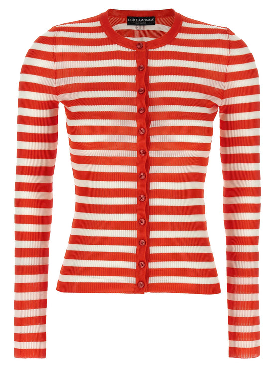 Striped viscose cardigan