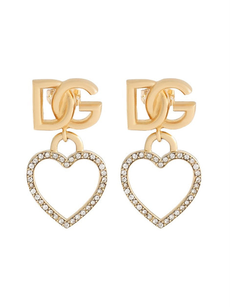 STUD EARRINGS WITH HEARTS AND LOGO