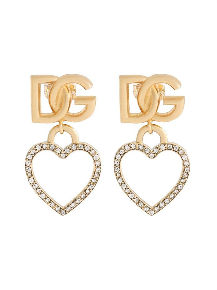 STUD EARRINGS WITH HEARTS AND LOGO