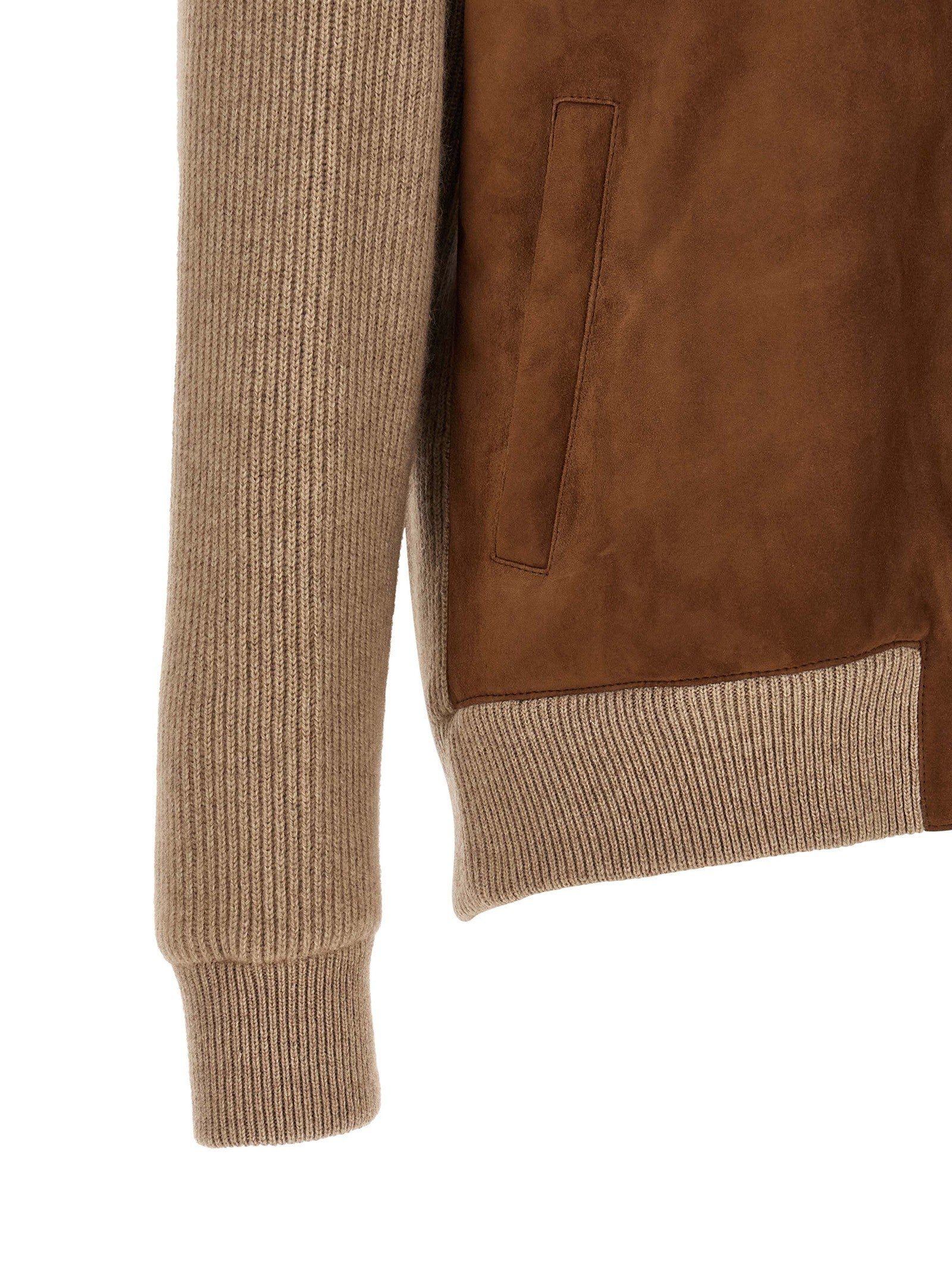 Suede and cashmere bomber jacket