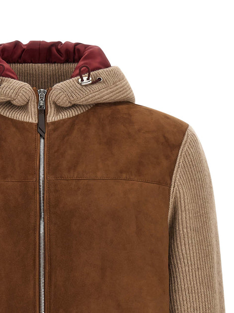 Suede and cashmere bomber jacket