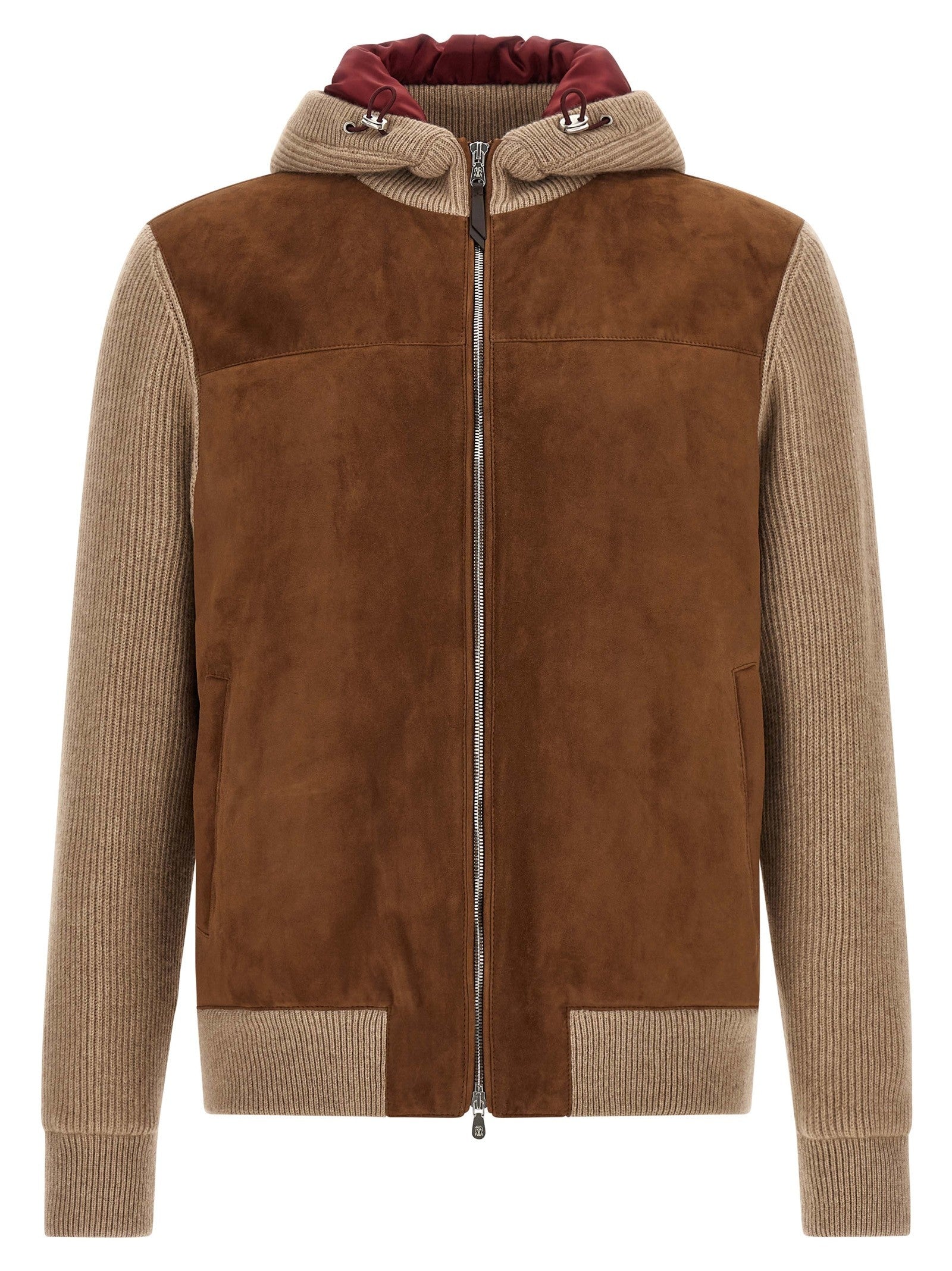 Suede and cashmere bomber jacket
