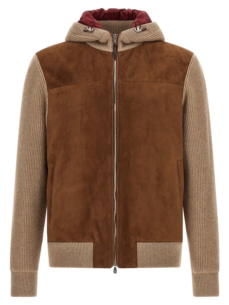 Suede and cashmere bomber jacket