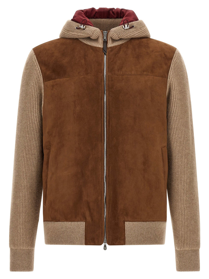 Suede and cashmere bomber jacket