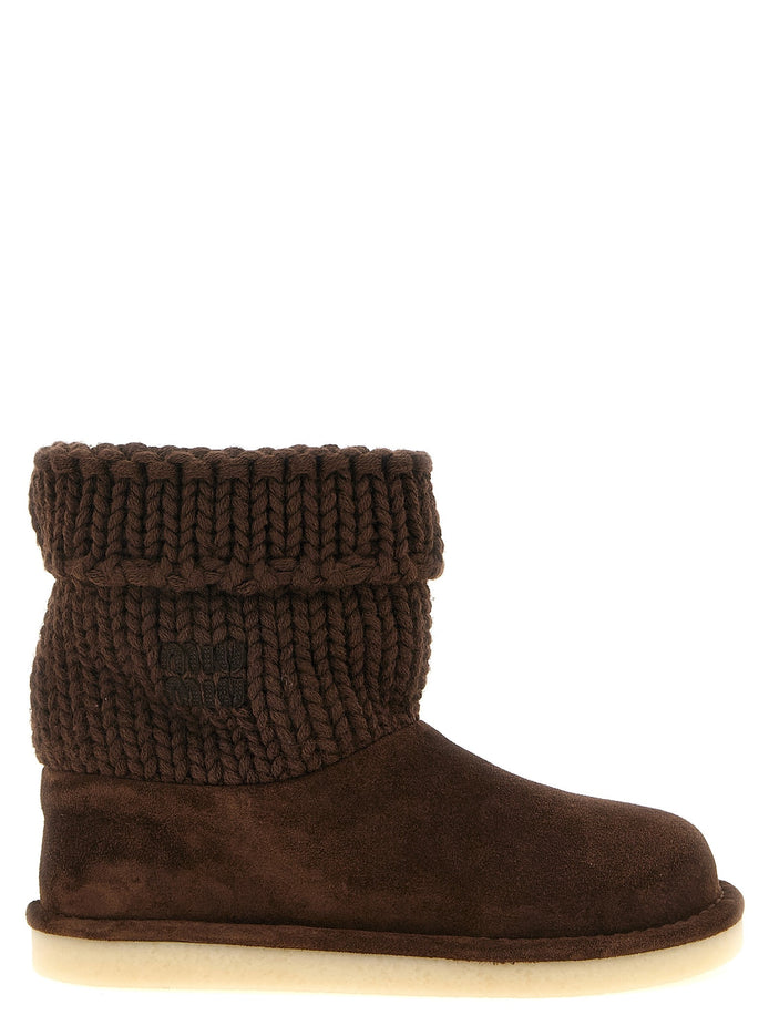 Suede and knit ankle boots