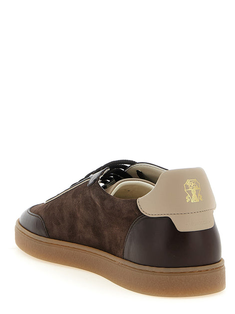 Suede and smooth calf sneakers