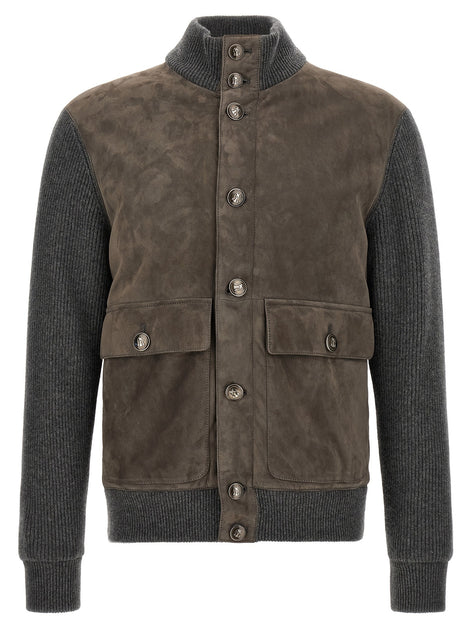 Suede and wool jacket