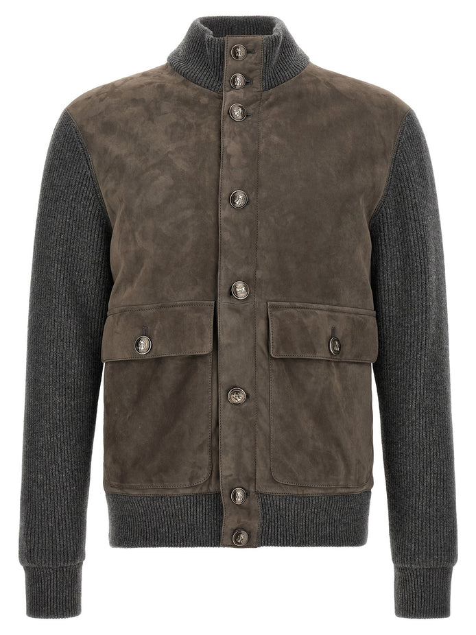 Suede and wool jacket