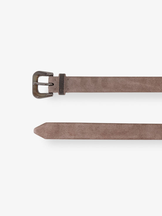 Brunello Cucinelli Suede belt with Monili loop