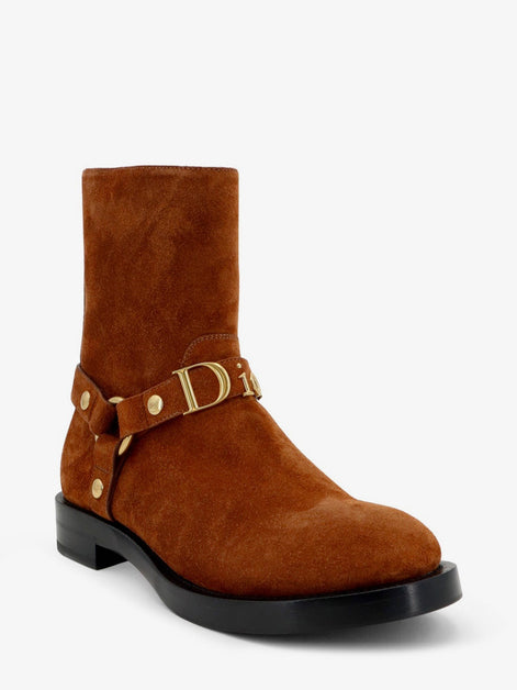Dior Suede boots with metal lettering logo