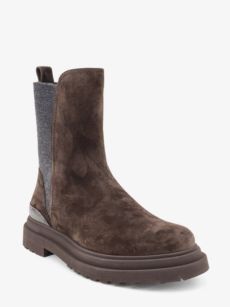 Suede boots with Monili details