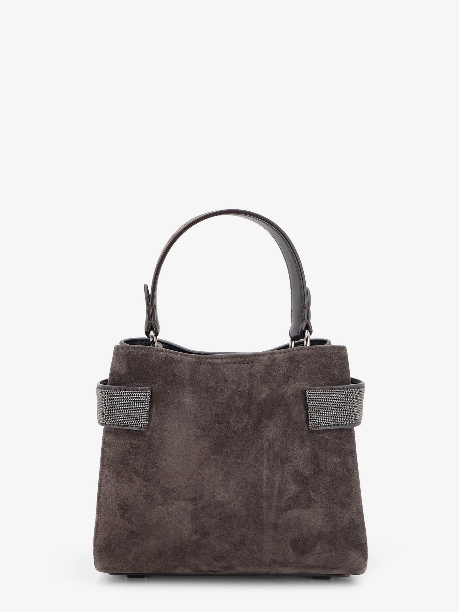Suede crossbody bag with Monili detail
