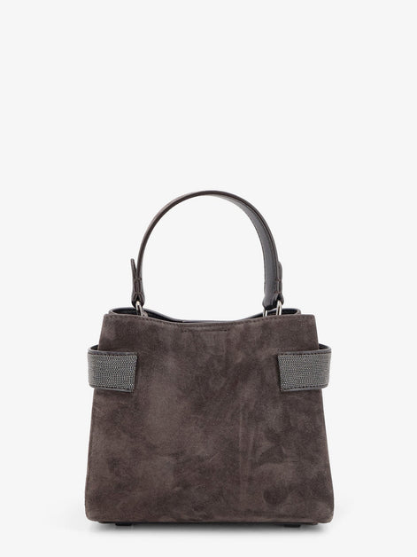 Suede crossbody bag with Monili detail