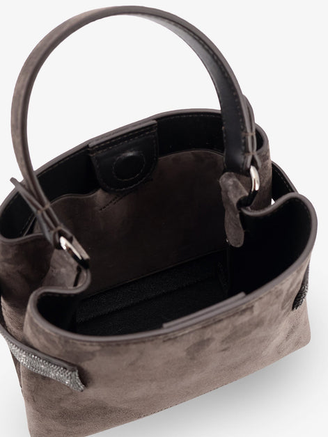 Suede crossbody bag with Monili detail