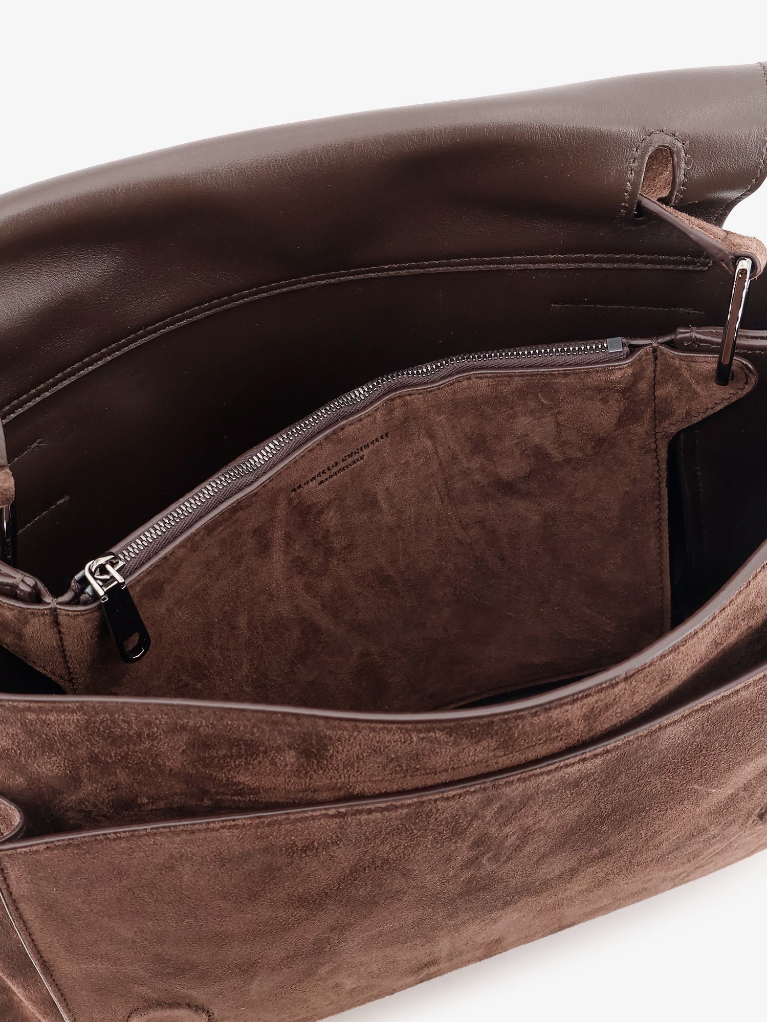 Suede crossbody bag with Monili details