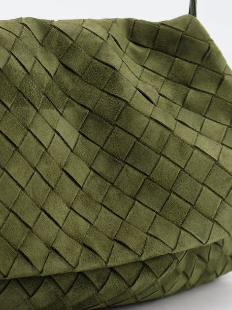 Suede Giorno shoulder bag with Intrecciato pattern