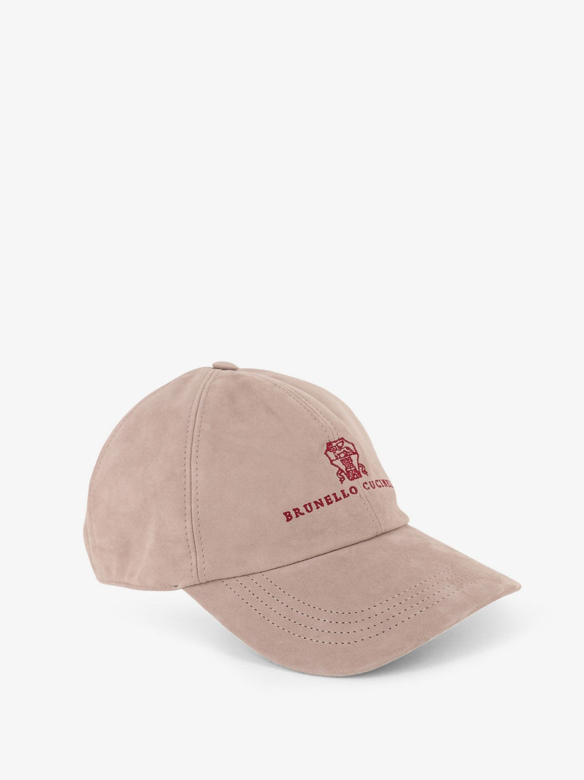 Brunello Cucinelli Suede hat with embroidered logo on the front