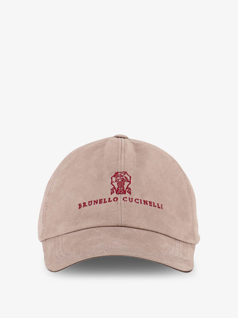 Suede hat with embroidered logo on the front