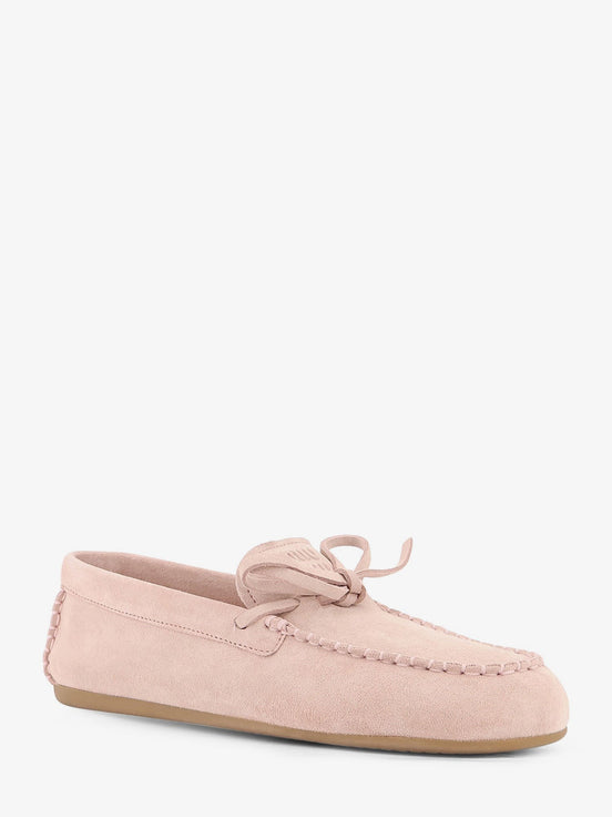 Suede loafer with frontal logo