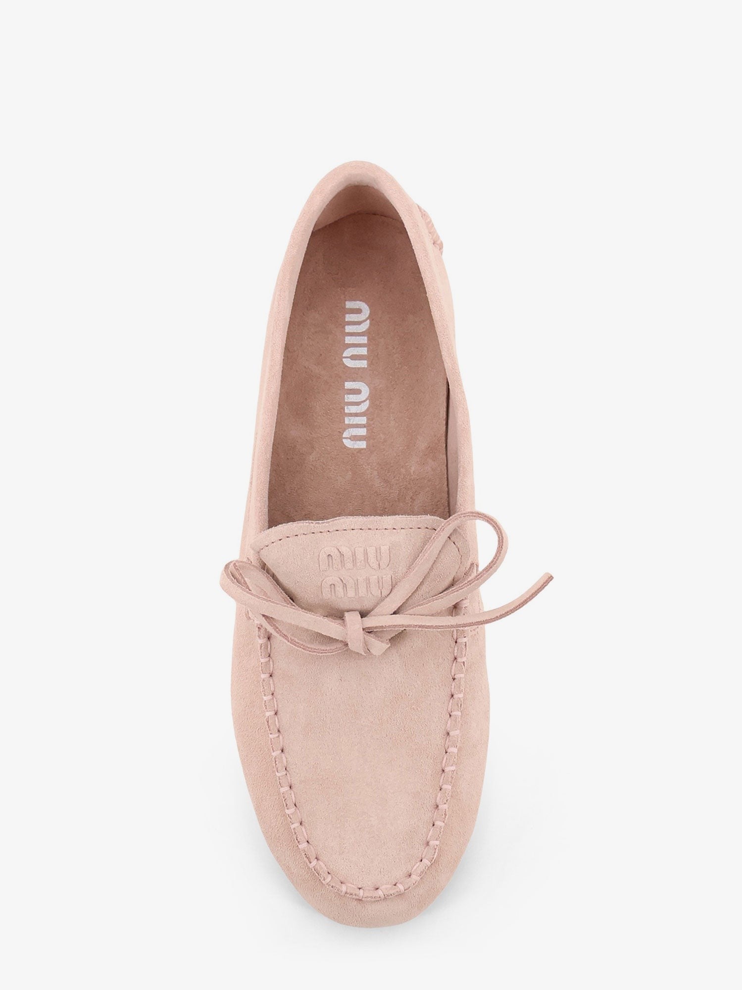 Suede loafer with frontal logo