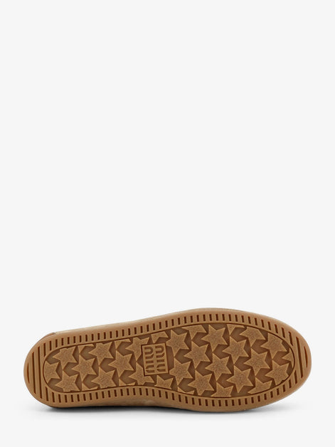 Suede loafer with leather inserts