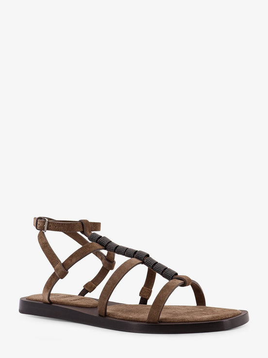 Suede sandals with Monili details