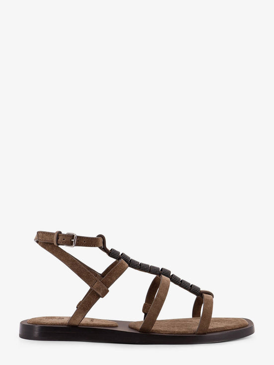 Suede sandals with Monili details