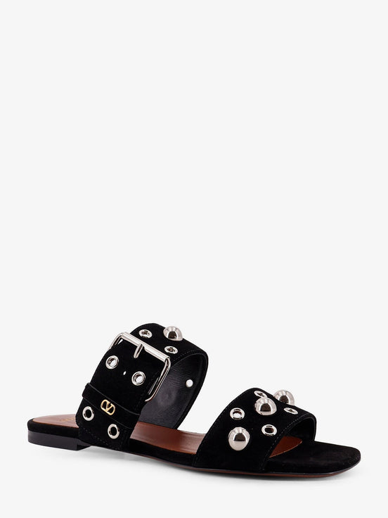 Suede sandals with side metal VLogo
