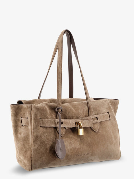 Suede shoulder bag with logo padlock detail