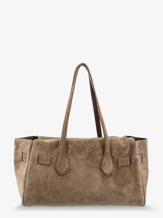 Suede shoulder bag with logo padlock detail