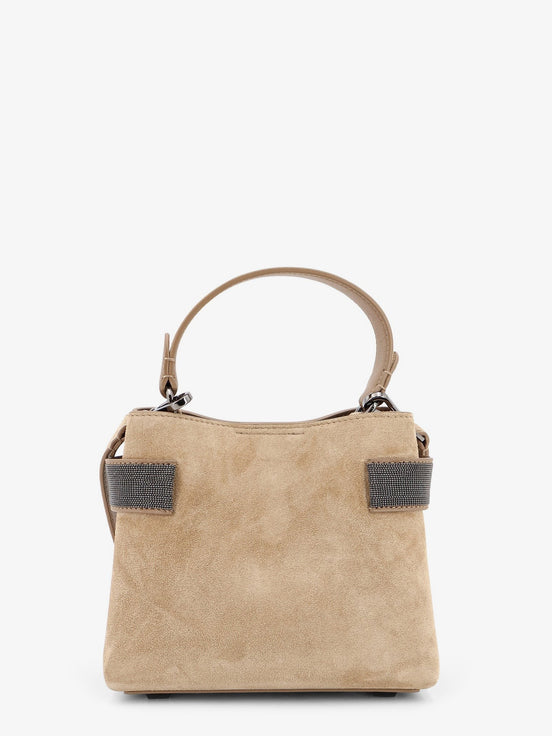 Suede shoulder bag with Monili detail