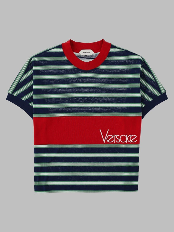 T-Shirt In Cotone a Righe Con Logo