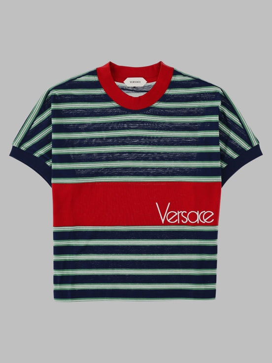 T-Shirt In Cotone a Righe Con Logo