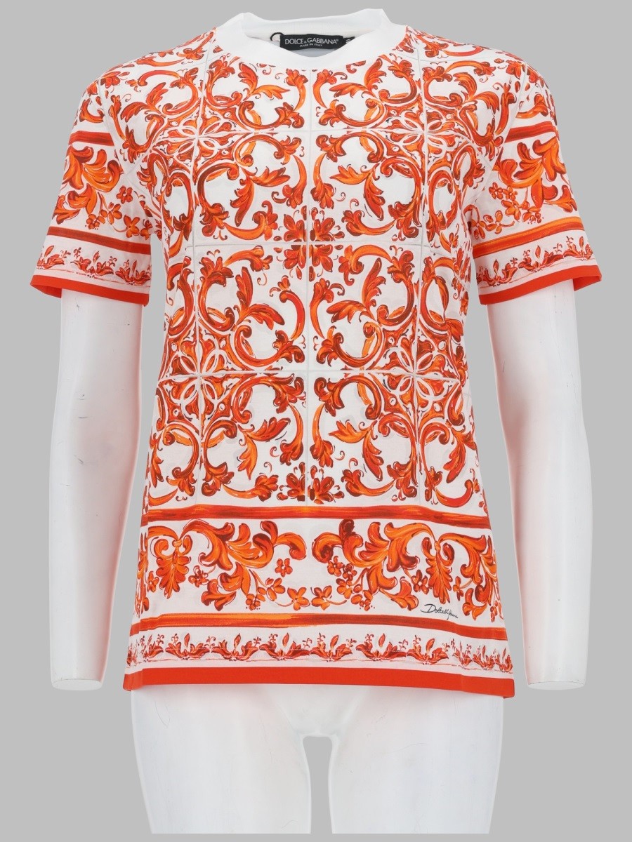 T-SHIRT IN JERSEY STAMPA MAIOLICA