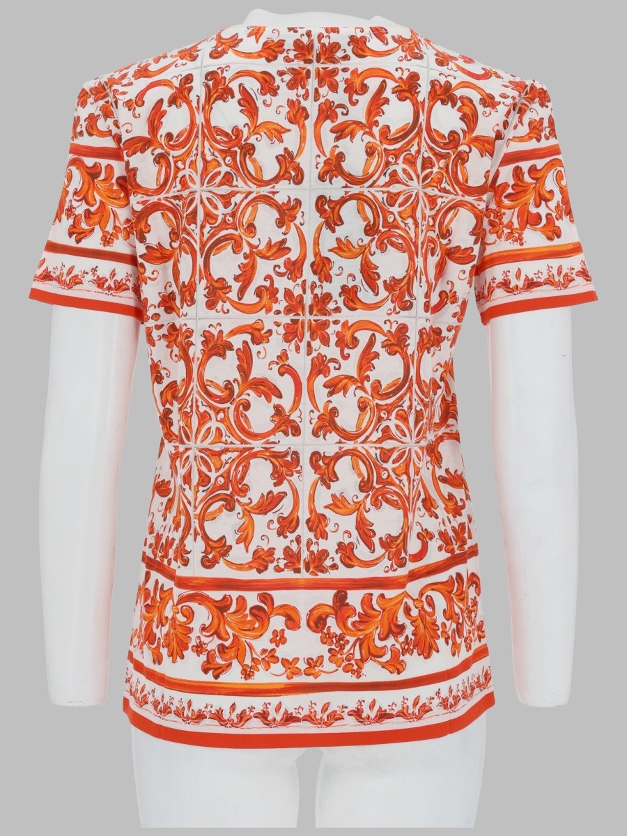T-SHIRT IN JERSEY STAMPA MAIOLICA