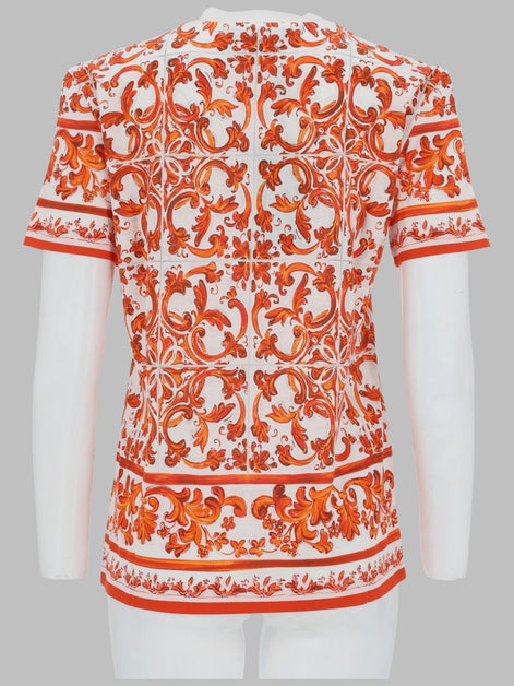 T-SHIRT IN JERSEY STAMPA MAIOLICA