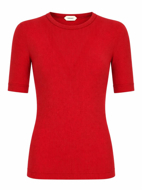 T-SHIRT IN LANA A COSTE CON RICAMO