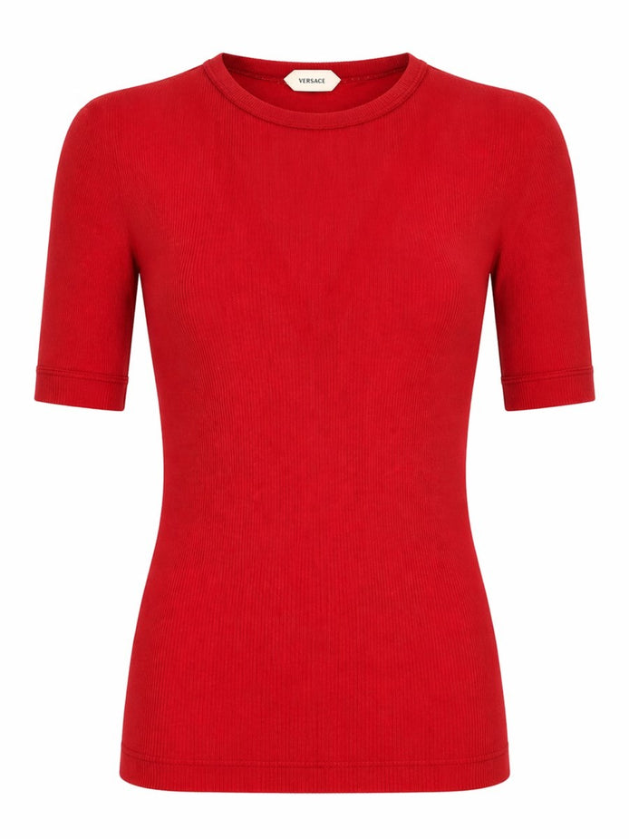 T-SHIRT IN LANA A COSTE CON RICAMO