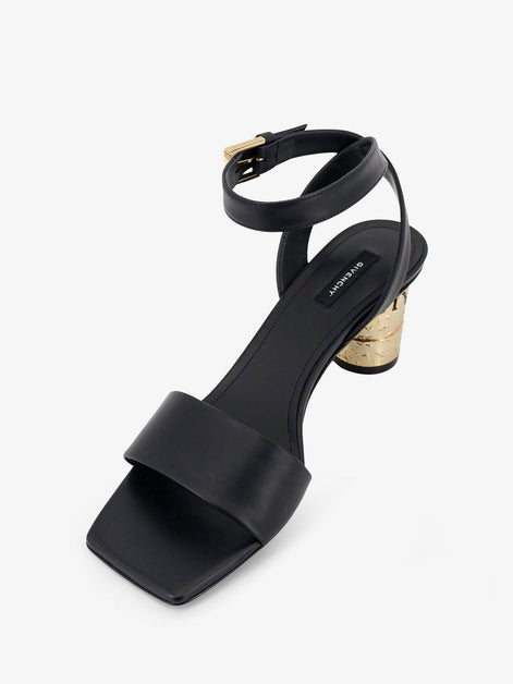 Tape leather heeled sandals