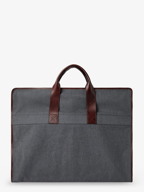 Technical fabric and leather garment bag