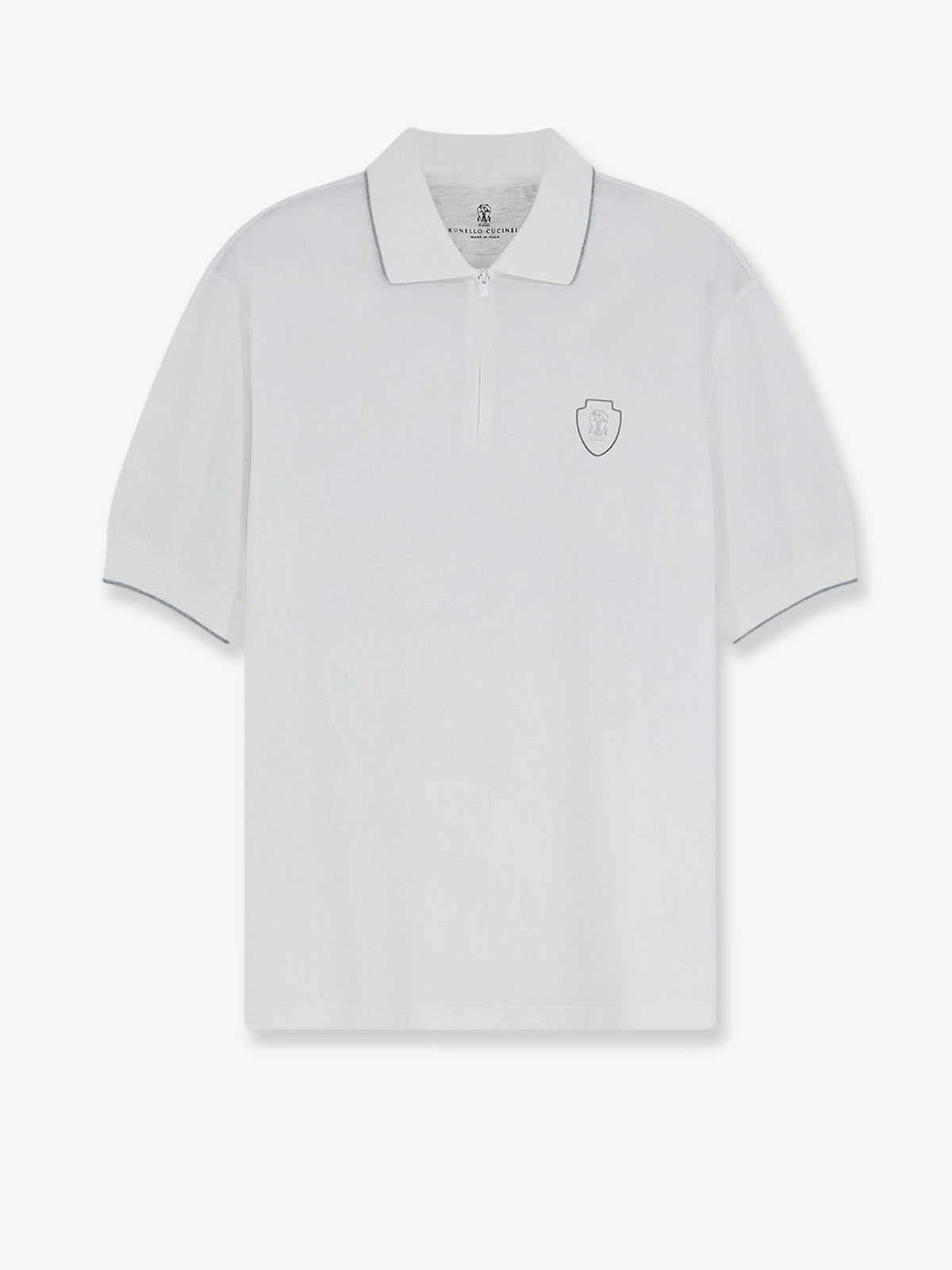 Technical fabric polo shirt with embroidered logo on the front