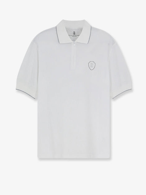 Technical fabric polo shirt with embroidered logo on the front