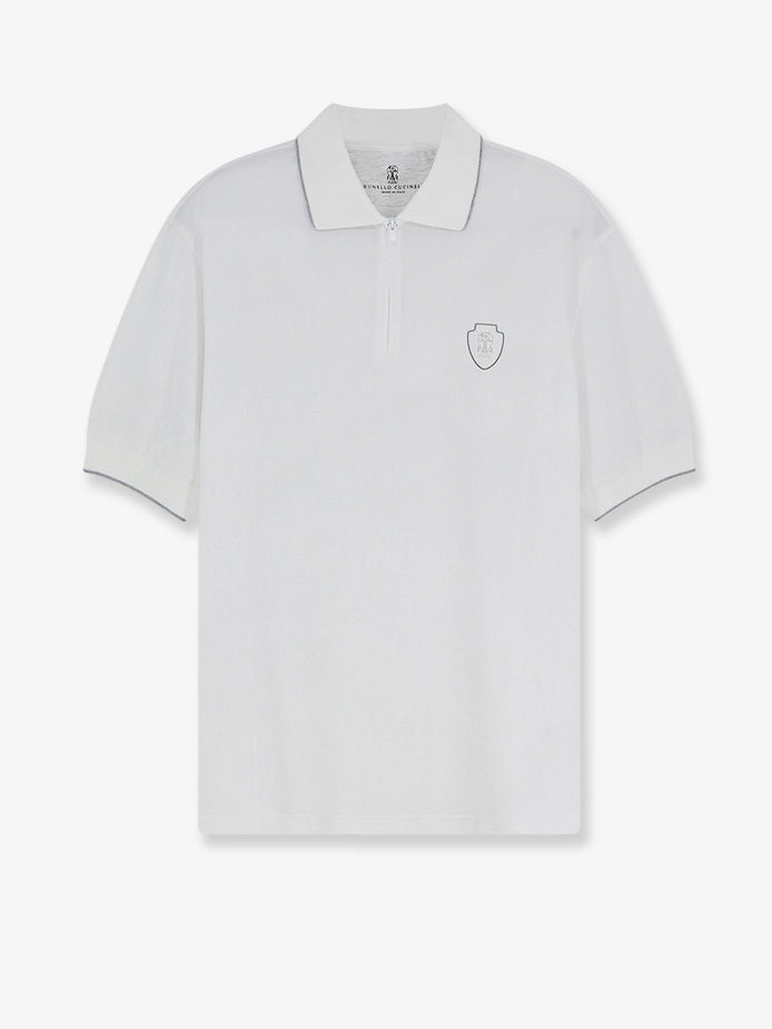 Technical fabric polo shirt with embroidered logo on the front