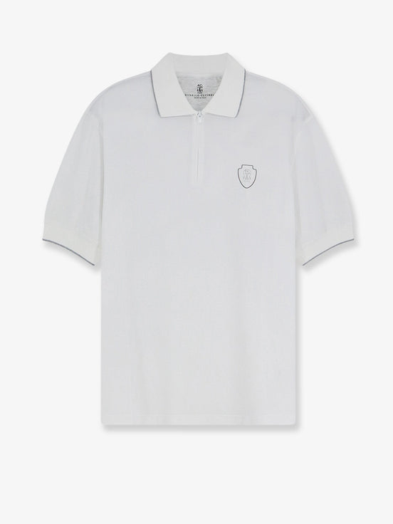 Technical fabric polo shirt with embroidered logo on the front