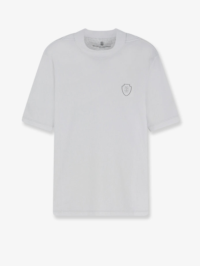 Technical fabric T-shirt with front logo patch